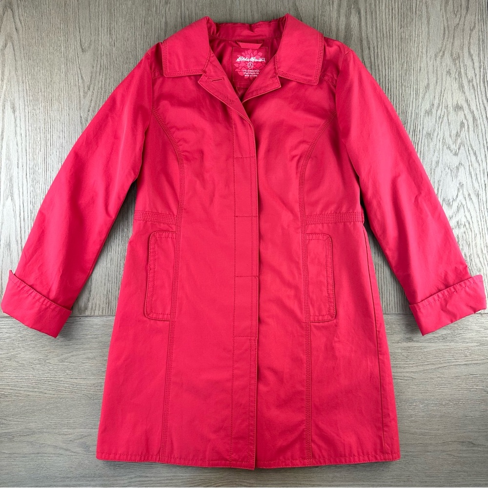 Eddie Bauer Petite Small Pink Coral Rain Jacket Lightweight Coat Women SP